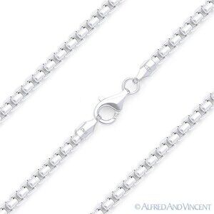 2.5mm Rounded Mirror-Box Link Italian Chain Necklace in .925 Sterling Silver